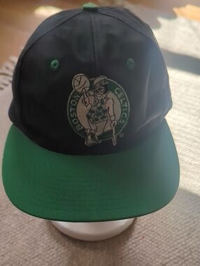 Vintage 90s AJD Bost Celtics Basketball Hat Big Back Logo Adjustable NBA